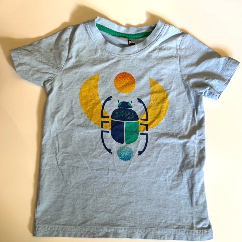 Tea Collection Size 5 Blue Short Sleeve T-Shirt Bug Insect Beetle